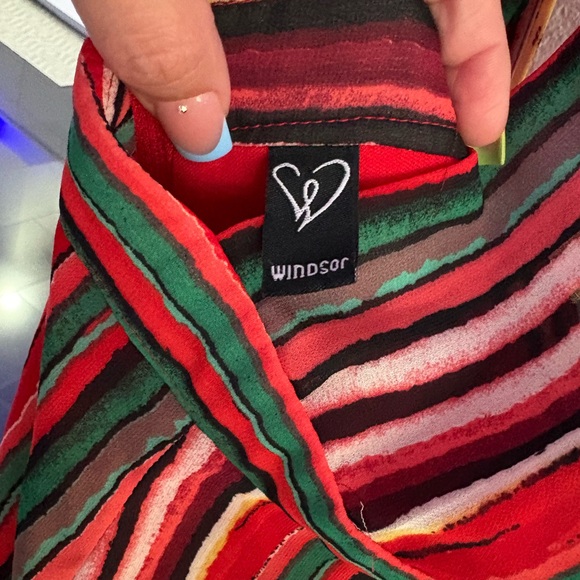 Windsor Red Multi V-Neck Striped Wide-Leg Jumpsuit - Picture 5 of 6